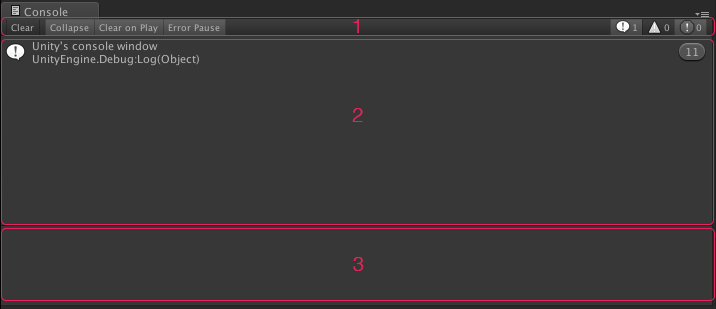 Unity's console window